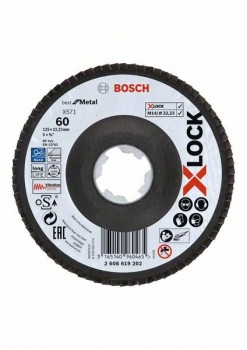 Bosch X-LOCK Fächerschleifscheibe BfM, Fibertragplatte, D125 mm, K 60
